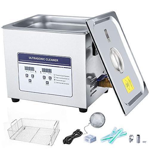 Anbull 15L Professional Ultrasonic Cleaner Machine with 304 Stainless Steel and Digital Timer Heater for Jewelry Watch Coin Glass Circuit Board Dentures Small Parts