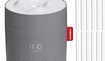 Mini Humidifiers for Bedroom, Indoor 500ml Small Cool Mist Portable Personal Plant Humidifier with 10 Cotton Filter Sticks, Night Light, Auto Shut-Off, Two Spray Modes, Whisper Quiet for Office – Gray