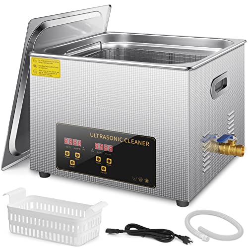 Professional 15L Ultrasonic Cleaner with Digital Timer&Heater,Ultrasound Cleaner Machine for Jewelry Glasses Dentures Circuit Board,Commercial Lab Ultrasonic Carburetor Cleaner（110V）