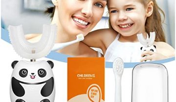 U Shaped Electric Toothbrush for Kids Baby Childrens Toddler Age 2-4-6-8-12 Years Old, Extra Soft Silicone Sonicare Battery Autobrush U-Shaped 360 Ultrasonic Auto Tooth Brush Teeth Cleaner Set(7-12)