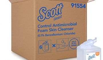 Scott Control Antimicrobial Foam Skin Cleanser, 0.1% Benzalkonium Chloride (91554), Clear, Unscented Soap, 1.0 L, 6 Packages / Case