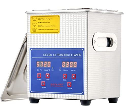 CREWORKS Ultrasonic Cleaner with Heater and Timer, 1/2 gal Ultrasonic Cleaning Machine, 80W Sonic Cavitation Machine with Digital Control for Professional Jewelry Watch Glasses Cleaning More