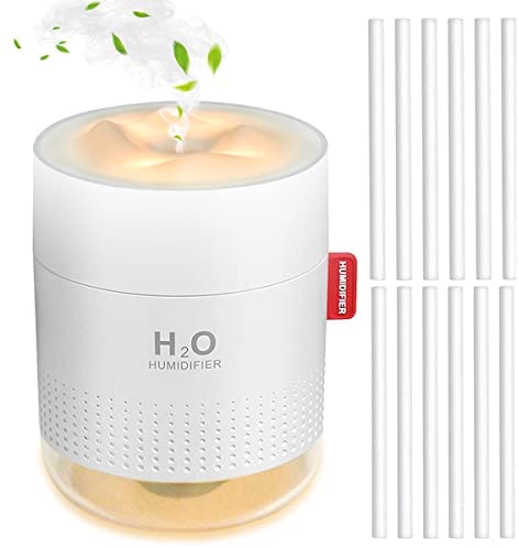 Funland Mini Plant Humidifier, Indoor Cool Mist Humidifier with 10 Cotton Filter Sticks, Portable Desktop Night Light, Auto Shut-Off, Quiet Small for Plants Office – White(500ml)