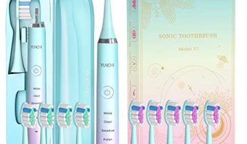 Electric Toothbrush for Adults & Kids, YUNCHI Y7 Rechargeable Sonic Electric Toothbrushes, 10 Dupont Brush Heads, 5 Modes Fast Charge for 30 Days, 40,000 VPM Motor & 2 Mins Timer Tooth Brush, Green