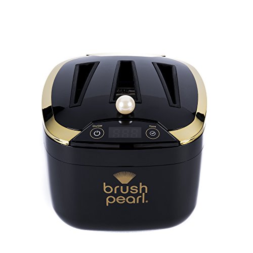BrushPearl Electric Professional Strength Ultrasonic Makeup Brush Cleaning Device, Keeps Cosmetic Make Up Brushes Soft & Clean with the Push of a Button, BP 400, Black, Bonus 4 oz. Cleanser
