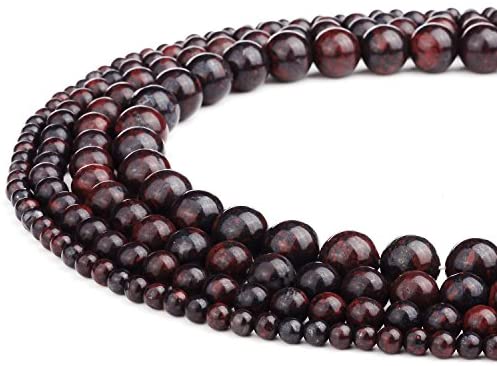 RUBYCA Natural Brecciated Jasper Gemstone Round Loose Beads Red for Jewelry Making 1 Strand – 6mm