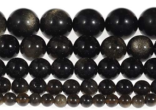 6MM Natural Gold Obsidian Beads Black Gemstone Beads for Jewelry Making DIY Gifts for Family and Friends (6mm, Gold Obsidian)