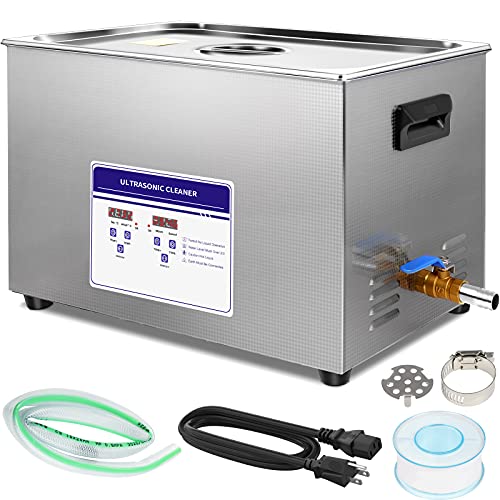 30L/ 7.9 Gal Professional Ultrasonic Cleaner with Heater(600W Heater,500W Power),Lab Ultrasonic Carburetor Cleaner for Wrench Tools Mental Instrument Apparatus Gun Parts