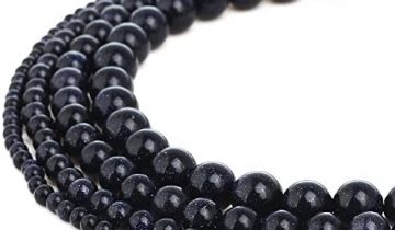 RUBYCA Blue Sand Goldstone Man-Made Glass Gemstone Round Loose Beads for Jewelry Making 1 Strand – 8mm