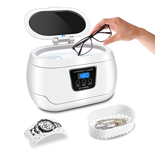 Ultrasonic Cleaner, Professional Ultrasonic Jewelry Cleaner 20 Ounces(600ML) with Five Digital Timer, Watch Holder,Cleaning Basket, SUS Tank for Cleaning Eyeglasses, Ring,Watches, Dentures