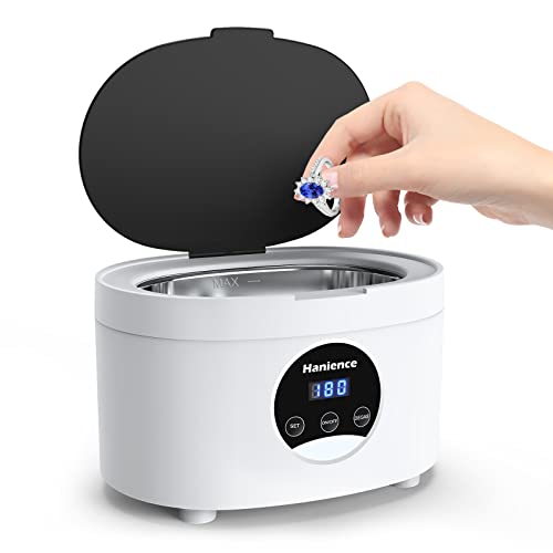 Ultrasonic Cleaner, 600ML Portable Ultrasonic Jewelry Cleaner Machine with 5 Digital Timer and Degas, for Cleaning Jewelry, Ring, Silver, Dentures, Glasses and Watches