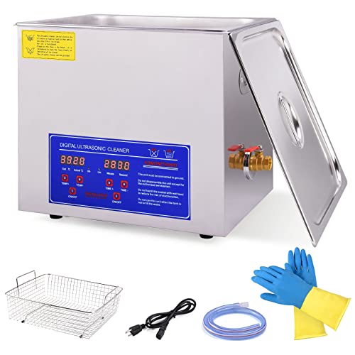 Seeutek Professional Ultrasonic Cleaner 10L with Digital Timer and Heater 304 Stainless Steel for Jewelry Rings Diamond Watch Glasses Circuit Board Dentures Small Parts
