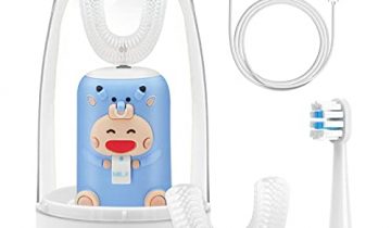 Kids Electric Toothbrush, Baby Automatic Toothbrush, Free 2 Replacement Brush Heads, Five Cleaning Modes, Cute Shape for Kids, U-Shaped Electric Toothbrush for Kids