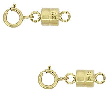 14k Gold-Filled 4 mm Magnetic Clasp Converter for Light Necklaces USA, Square Edge 5.5 mm Spring Ring