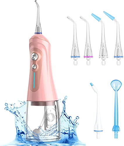 Water Flosser, 320ML & IPX7 Waterproof?Braces Flossers, 6-Mode Water Flossing with 6 Jet Tips for Teeth Whitening, Gravity Ball Design, USB Rechargable Portable Oral Irrigator for Travel & Home