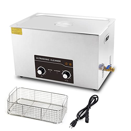 Commercial Ultrasonic Cleaner 30L with Heater Timer 10 Tranducers 800W+600W 42kHz for Carburetor Bike Chain Brass Instrument Jewelry Denture Professional, ACMESONIC