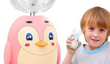 Kids Electric Toothbrushes, Ultrasonic Toothbrush, IPX7 Waterproof & 3 Cleaning Modes, Lovely Cartoon Automatic Toothbrush Electric for Toddlers Children (2-6, Pink)