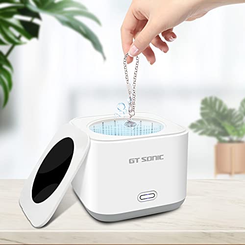 Mini Ultrasonic Cleaner, 180ML 43kHz Portable Professional Ultrasonic Jewelry Cleaner,5 Minutes One Button Cleaner Machine with Basket for Cleaning Jewelry,Silver,Rings,Coin