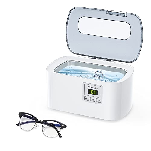 KECOOLKE Ultrasonic Jewelry Cleaner, 600ml Sonic Cleaner with Digital Timer for Eyeglasses, Rings, Coins，Silver，Denture Ultrasonic Cleaner Solution for Gifts