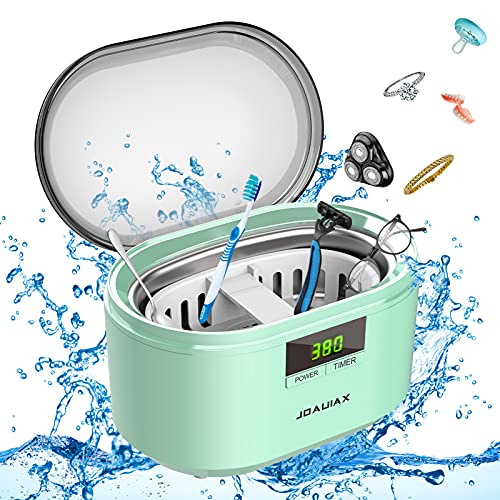 JOAUIAX Ultrasonic Cleaner Professional Portable and Low Noise Ultrasonic Machine 600ML 50W 48 kHz with 5 Time Modes for Household Glasses, Jewelry, Watches, Dentures- JHUC01