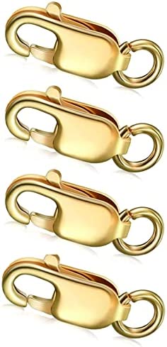 SPARIK ENJOY 14K Magnetic Necklaces Clasp 2 Lobster Claws Converter Closures Jewelry Clasps Connector Chain Extender Locking Magnetic Jewelry Making Supplies for DIY Necklace (4 pcs 14K Lobster Claw)