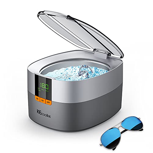 KECOOLKE Ultrasonic Jewelry Cleaner, 750ml Sonic Cleaner with Digital Timer for Eyeglasses, Rings, Coins，Silver，Denture Ultrasonic Cleaner Solution for Gifts