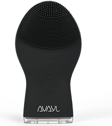 AVAYL Sonic Facial Cleansing Brush – Soft Silicone, Water-Proof Face Scrubber Exfoliator Brush with 5 Vibration Levels for Deep Cleansing, Gentle Exfoliating, and Massaging (Black)
