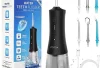 ZOZOA Cordless Water Dental Flosser, 4 Mode Oral Irrigator, Portable Rechargeable Teeth Cleaner, Ipx7 Waterproof, 6 Replacement Jet Tips, 300ml Water Pick for Teeth Cleaning Braces, Home Travel(Black)