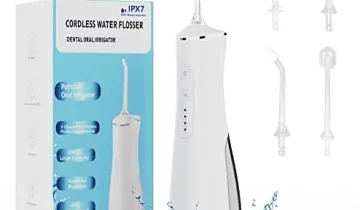 SENXIN Water Flosser Cordless, Dental Oral Irrigator with 3 Modes, 4 Replaceable Jet Tips, IPX7 Waterproof, 200ml Teeth Cleaner for Home and Travel (White)