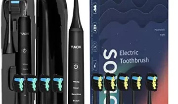 Electric Toothbrush for Adults, YUNCHI Y7 Rechargeable Electric Sonic Toothbrushes, 5 Modes 4 Hours Charging for Minimum 30 Days, 40,000 VPM Motor and 2 Mins Smart Timer (10 Brush Heads, Black)