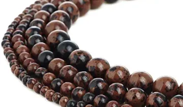 RUBYCA Natural Mahogany Obsidian Gemstone Round Loose Beads for DIY Jewelry Making 1 Strand – 8mm