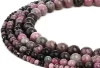 RUBYCA Wholesale Natural Rhodonite Gemstone Round Loose Beads for Jewelry Making 1 Strand – 4mm