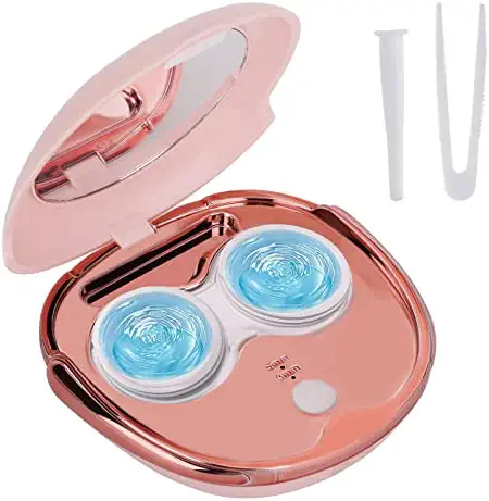AMESEDAK Ultrasonic Contact Lens Cleaner Case, Effective Automatic Contact Cleaning Machine with USB Charging, Lightweight & Portable (Pink)