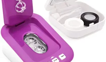 Contact Lens Cleaner Machine,Mini Portable Ultrasonic Contact Lens Cleaner with USB Power Cable, Kit Daily Care Fast Cleaning Device for Soft Lens Hard Lens Colored Lens RGP Lens & OK Lens (Purple)