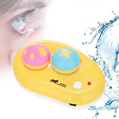 Automatic Contact Lens Washer Cleaner Case, Contact Lens Container Cute Mashroom USB Charge Contact Lens Cases Contact Lens Box Kit for Outdoor Office Daily Use