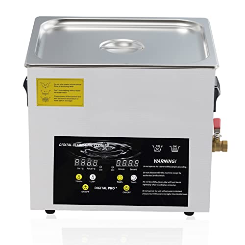 Rio & Dio 10L Ultrasonic Cleaner with Digital Timer&Heater Commercial Lab 240W Ultrasonic Cleaner for Metal Tools Apparatus Dental Instruments Carburetor Parts Circuit Boards Cleaning