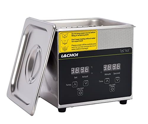LACHOI Ultrasonic Cleaner 1.3L with Digital Timer and Heater 40Hz Professional Ultrasonic Cleaner Machine for Jewelry Watch Ring Coin Diamond Eyeglasses Small Parts Cleaning Lab Ultrasonic Cleaners