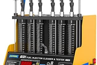 GDI Fuel Injector Cleaner and Tester Machine， Professional Fuel Injector Cleaning Tool with Ultrasonic Tech, CT400 Adaptable for 6/4 Cylinder Engine Support All Vehicles