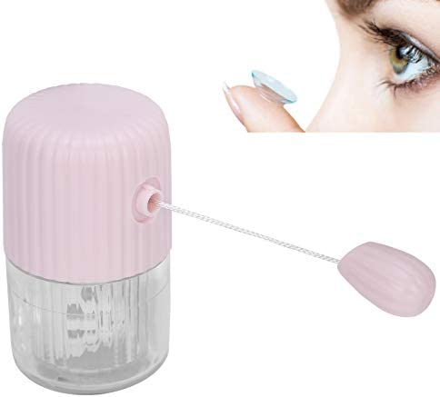 Contact Lens Washer, Manual Cleaning Box for Contact Lens and Cosmetic Contact Lenses, Quickly Clean and No Need Charge(Pink)