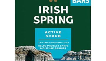 Irish Spring Active Scrub Mens Bar Soap, Men’s Exfoliating Bar Soap, Smell Fresh and Clean for 12 Hours, Men Soap Bars for Washing Hands and Body, Recyclable Carton, 24 Pack, 3.7 Oz Soap Bars