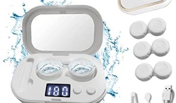 Contact Lens Cleaner Machine Ultrasonic Portable Contact Lens Cleaner with 3 Contact Lens case USB Charger Led Display for Daily Care Fast Cleaning Soft and Hard Contact Lenses