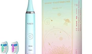 YUNCHI Electric Toothbrush for Adults, Y7 Rechargeable Electric Sonic Toothbrushes, 5 Modes 4 Hours Charging for Minimum 30 Days, 40,000 VPM Motor and 2 Mins Smart Timer (3 Brush Heads, Green)