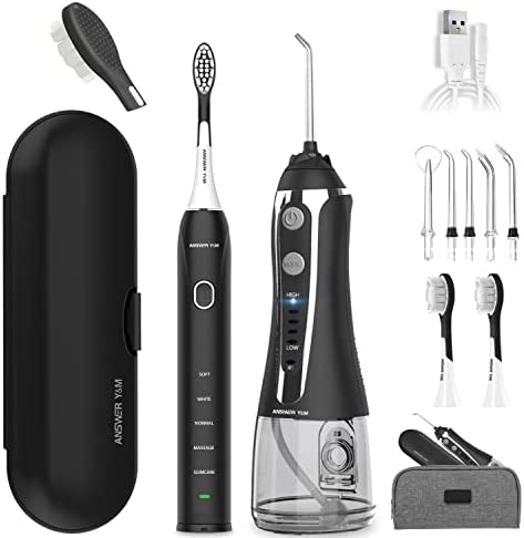 Electric Toothbrush with Water Flosser, 39000 VPN Electric Toothbrush for Adult, 5 Modes Water Flosser, Water Pick Tooth Brush and Flosser Cleaner Toothbrush Combo, Great for Oral Braces