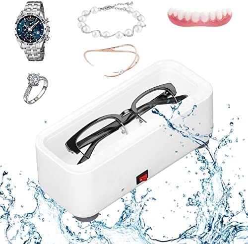 Serlium Glasses Cleaning Machine, 45kHz 360° Rotate Jewelry Cleaner with USB Noise Reduction Portable Jewelry Glasses Cleaner Cleaning for Electronics Eyeglasses Watch Rings Retainer Denture Clean