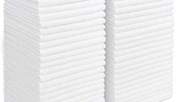 AIDEA Microfiber Cleaning Cloths White-50PK, Strong Water Absorption, Lint-Free, Scratch-Free, Streak-Free, Dish Towels White (11.5in.x 11.5in.)