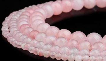RUBYCA Natural Rose Quartz Gemstone Round Loose Bead Pink Crystal for Jewelry Making 1 Strand – 6mm