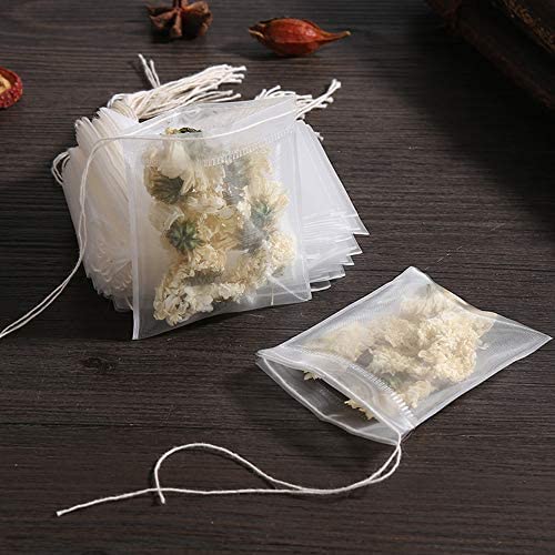 Insiswiner 100 Pcs Empty Tea Filter Bags for Loose Tea Herb Spice Small Mesh Drawstring Seal Infuser Strainer Bags (2.36×2.75inch)