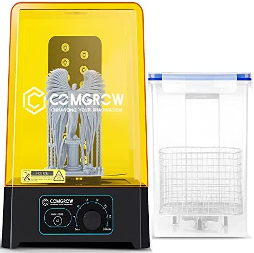 COMGROW Wash and Cure Station with Large Wash Size 6.9×4.9×6.5in and Cure Size 7.1×7.9in, Washing and Curing Station for ELEGOO Mars Series ANYCUBIC Photon Series LCD/SLA/DLP Resin 3D Printer Models