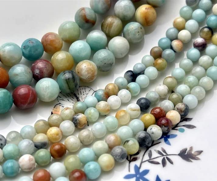 Zenkeeper 35-38 Pcs Amazonite Beads for Bracelet Jewelry Making 10 MM Natural Loose Amazonite Stone Beads Gemstone Beads Round