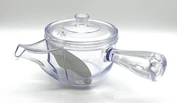 Unbreakable Transparent Kyusu with Noguchi Kumataro Tea Garden Logo, 270ml (9.1 fl oz), Japanese Teapot with Stainless Fine Mesh Filter, Made in Japan, Dishwasher Safe, Bleach Safe